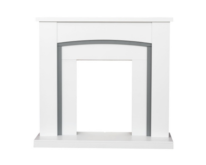 Cassandra Fireplace in Pure White and Grey, 39 Inch