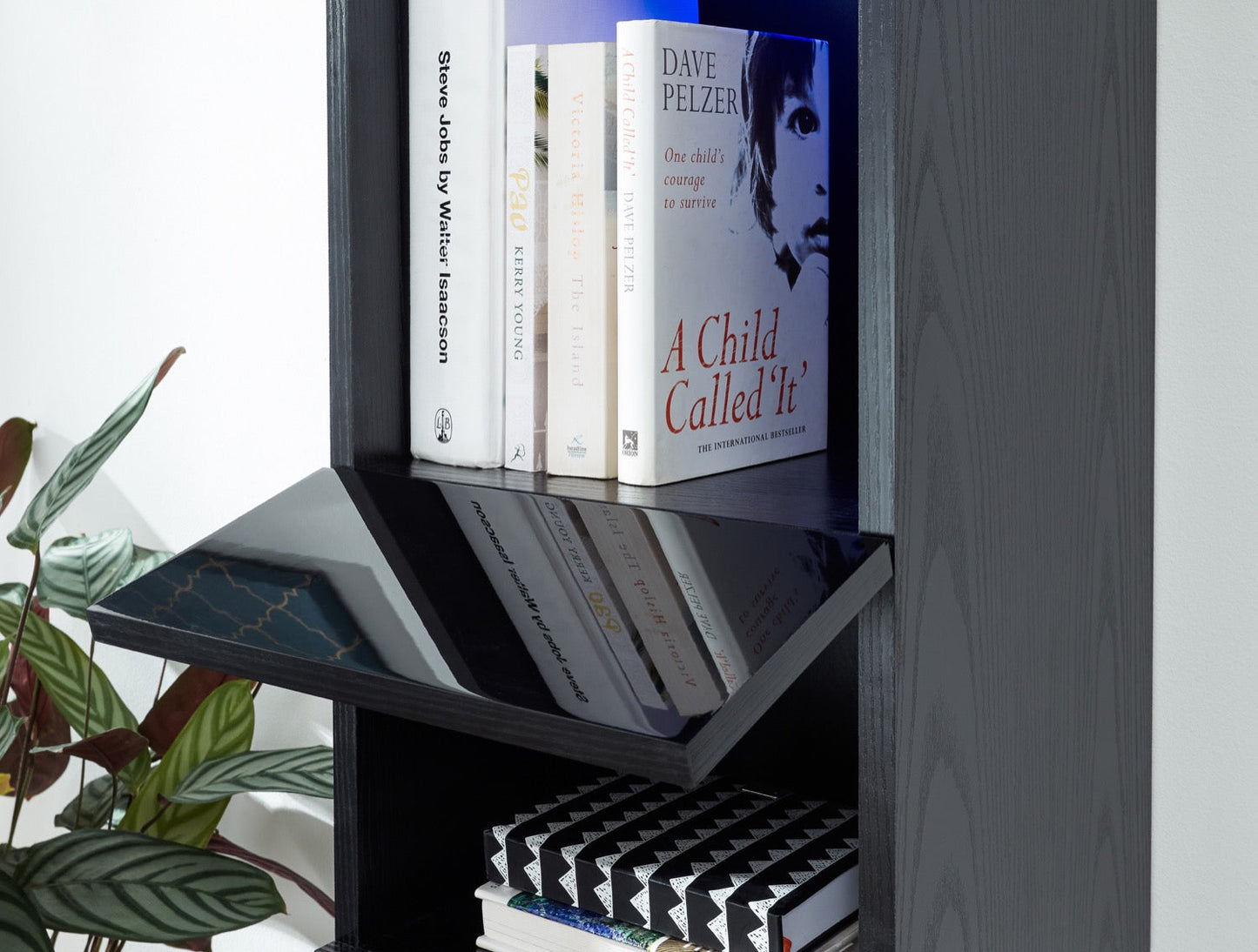 Graze Tall Shelf Unit with LED-Black