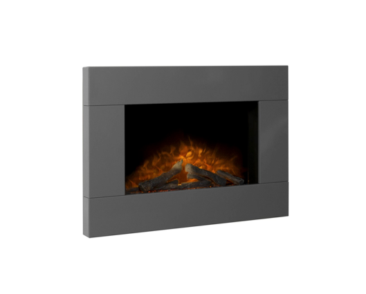 Clarice Electric Wall Mounted Fire with Logs & Remote Control in Satin Grey, 32 Inch