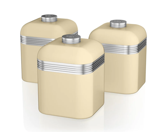 Swan Retro Set of 3 Canisters Cream