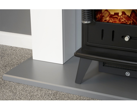 Hugo Fireplace Suite 39inch- White/Grey With Electric Stove - Black 