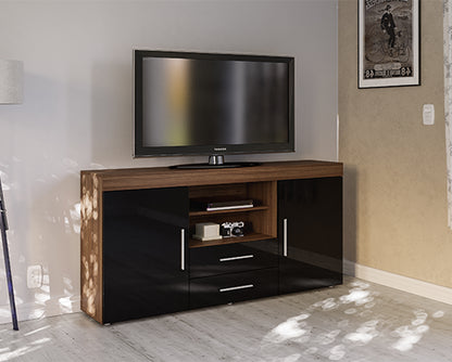 Edgeware 2 Door 2 Drawer Sideboard- Walnut & Black