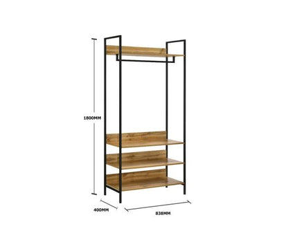Zulu Tall Open Wardrobe with 4 Shelves-Oak