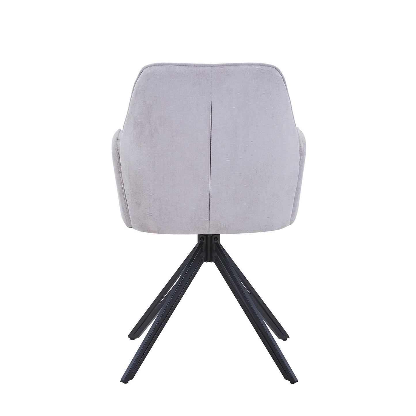 Aspen swivel dining armchairs, natural fabric with black metal legs (pair)