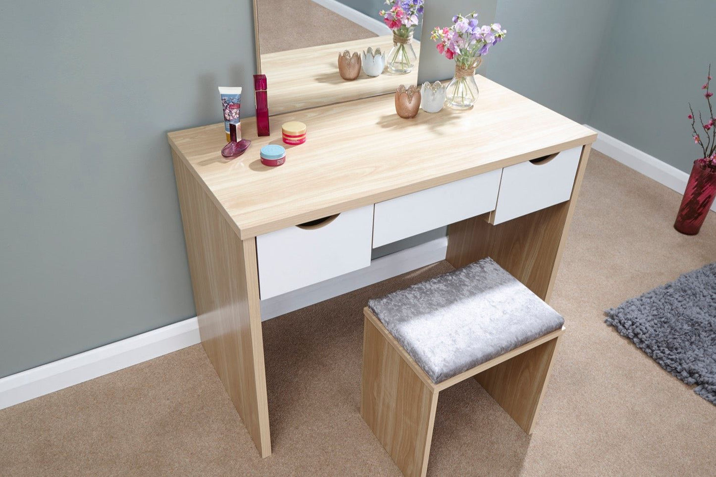 Ella Dressing Table Set-Oak & White