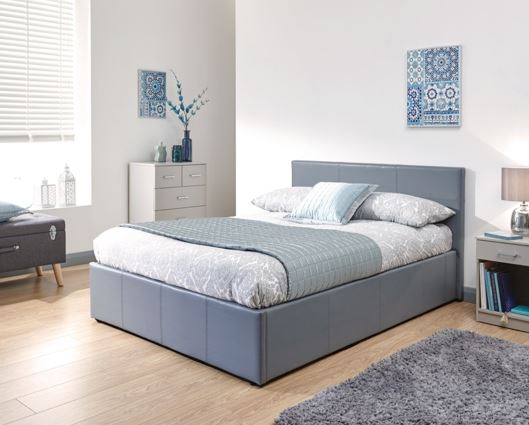 King End Lift Ottoman Bed-Grey