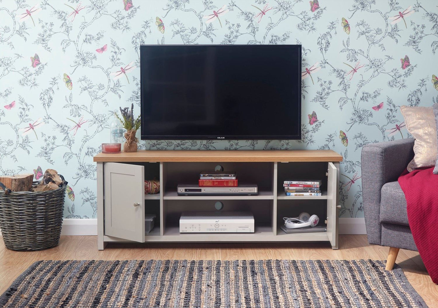 Lachlan Large TV Unit-Grey