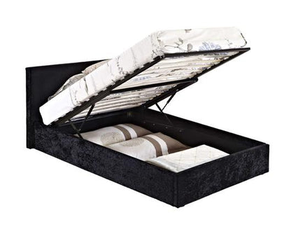 Berlin Small Double Ottoman Bed - Black Crushed Velvet