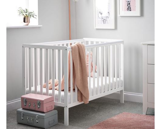 Simple Cot & Fibre Mattress- White