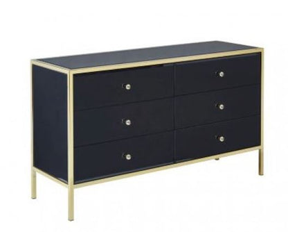 Fabian 6 Drawer Chest - Black & Gold