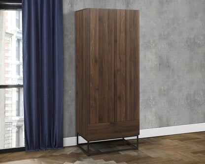 Hermione 2 Door 1 Drawer Wardrobe - Walnut
