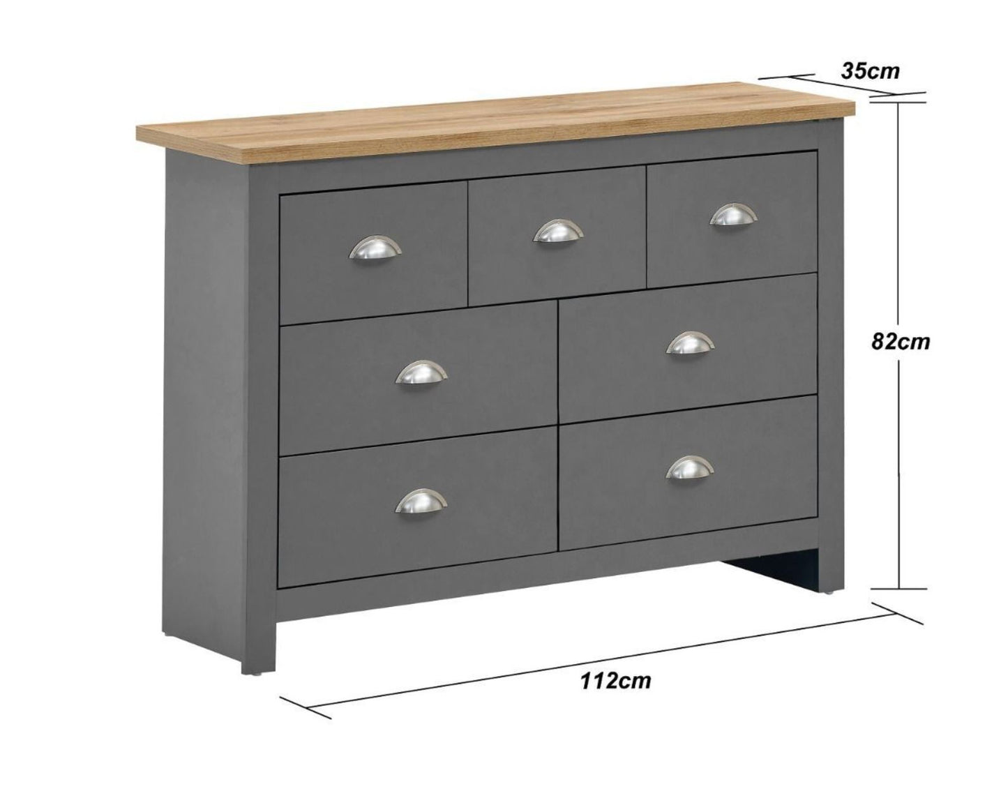 Lincoln 3 Piece Bedroom Set (2 Door Wardrobe, 2+2 Chest, 1 Drawer Bedside)