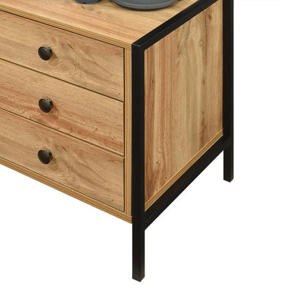 Alva 3 Drawer Bedside - Wotan Oak