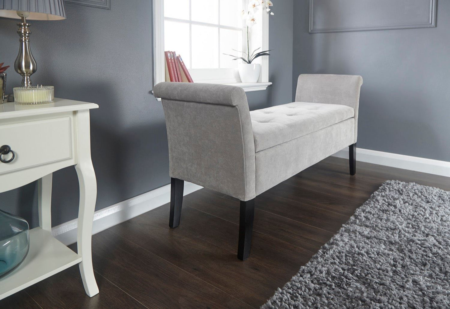 Bex Window Seat-Silver Chenille