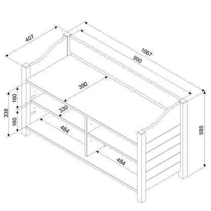 Corona Grey large shoe storage bench with storeage area,