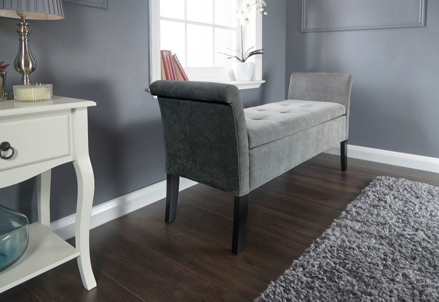 Bex Window Seat-Grey Chenille