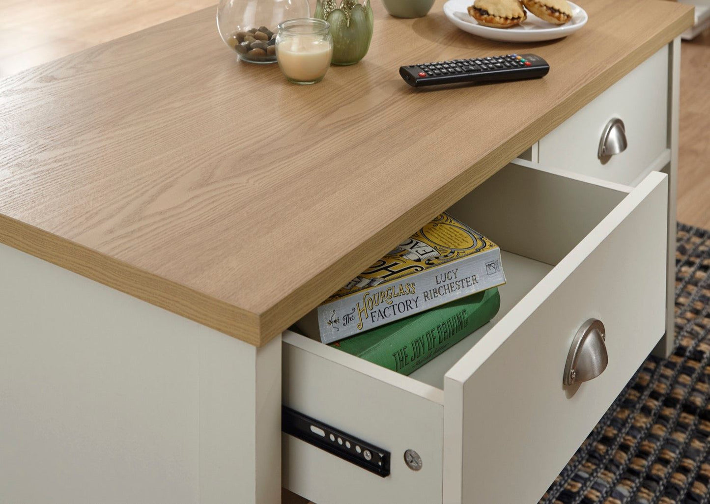 Lachlan 2 Drawer Coffee Table-Cream