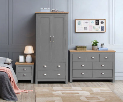 Lincoln 3 Piece Bedroom Set (2 Door Wardrobe, 3+4 Chest, 2 Drawer Bedside)