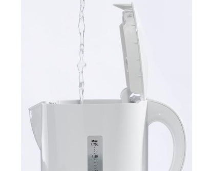 2200W White Plastic Kettle with Chrome Band