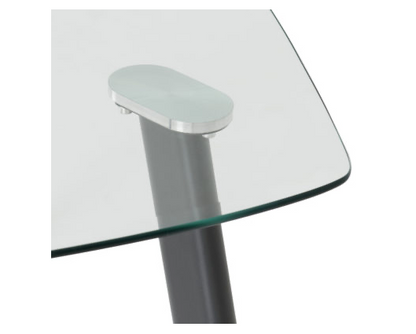 Alice Dining Set - Clear Glass/Grey/Grey Faux Leather