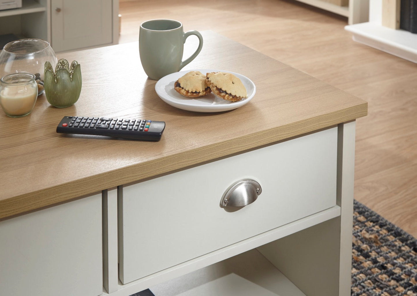 Lachlan 2 Drawer Coffee Table-Cream