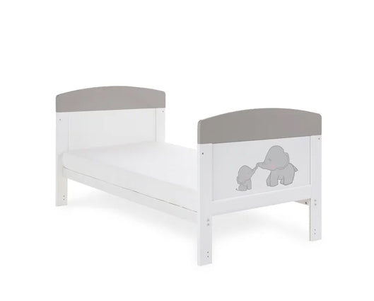 Elephants Grey Cot Bed + Fibre Mattress