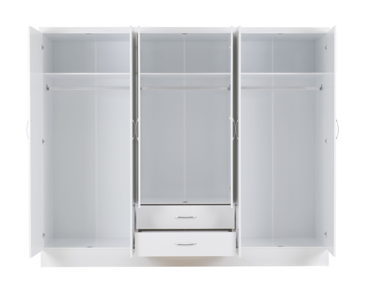 Neptune 6 Door 2 Drawer Mirrored Wardrobe - White Gloss