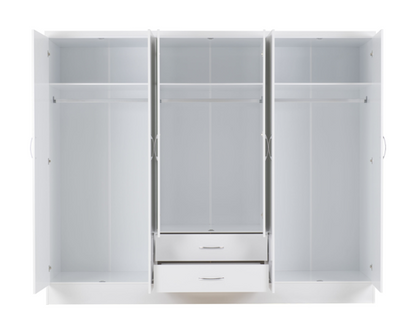 Neptune 6 Door 2 Drawer Mirrored Wardrobe - White Gloss