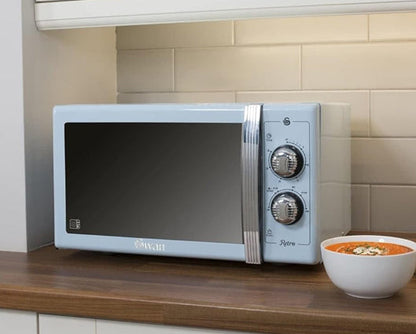 Retro Blue 900W Manual Microwave