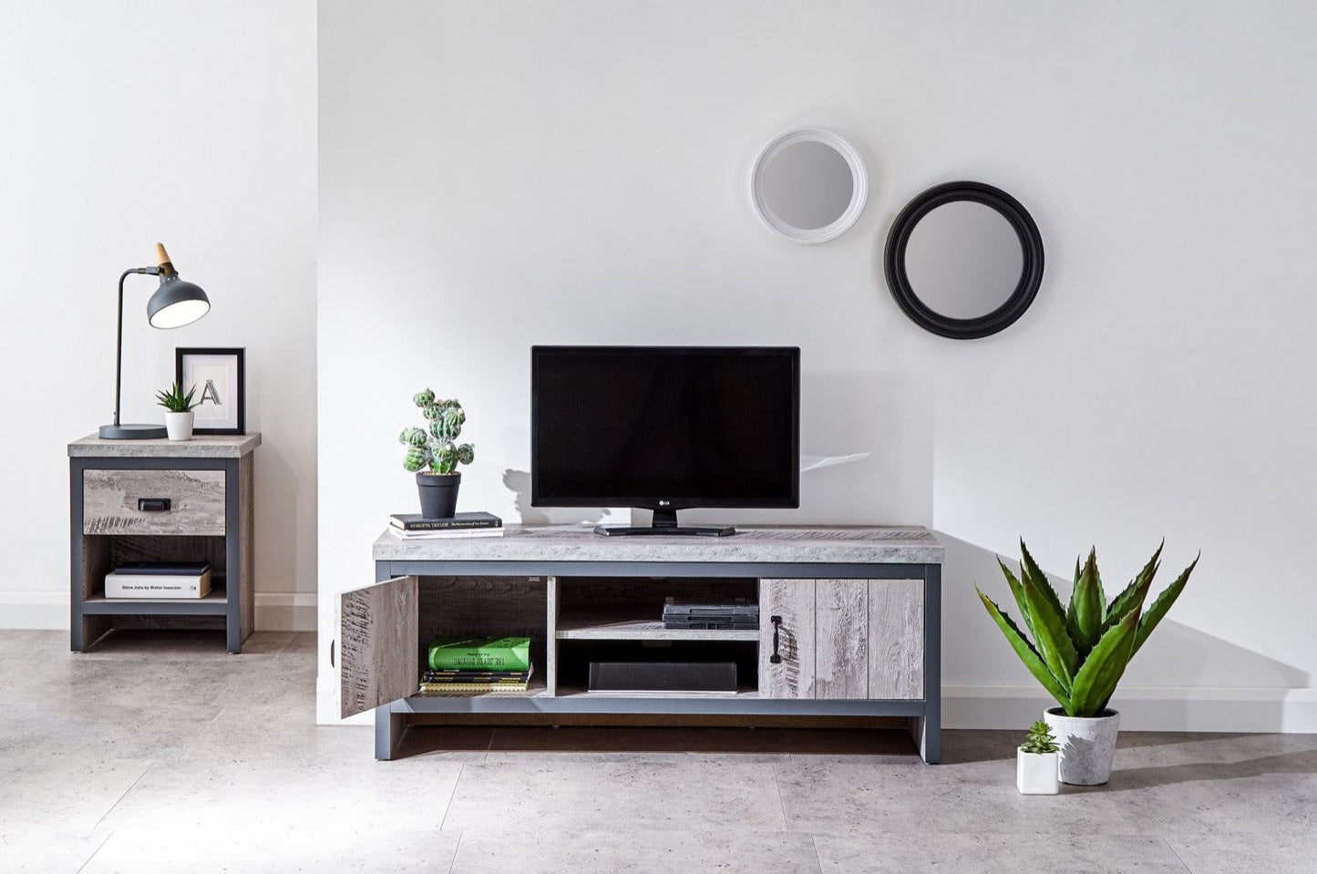 Baxter 2 Drawer TV Unit-Grey