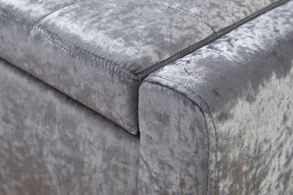 Vanessa Ottoman Bench-Grey Crushed Velvet