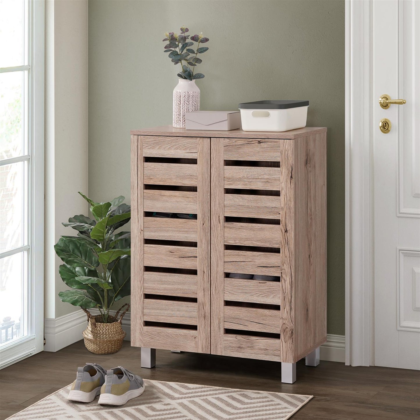 Euston 2 Door Shoe Cabinet - Sanremo Oak