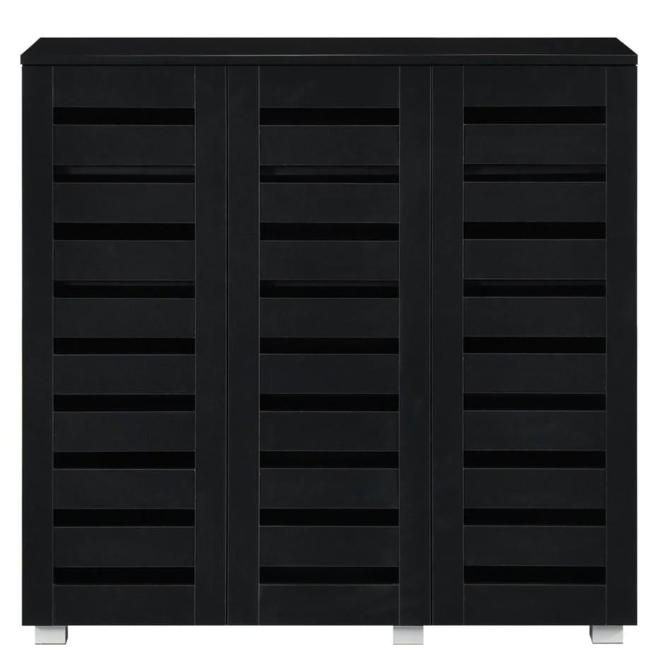 Euston 3 Door Shoe Cabinet - Black