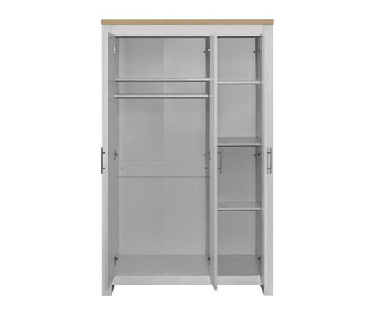 Harper 3 Door Wardrobe With Mirror- Grey & Oak