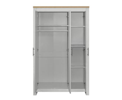 Harper 3 Door Wardrobe With Mirror- Grey & Oak
