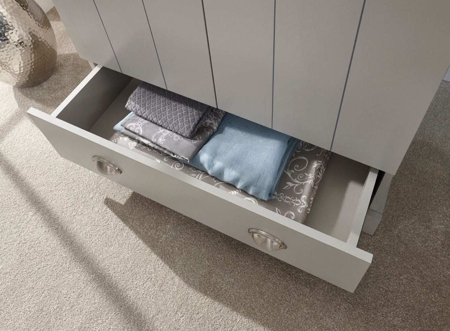 Kinsley 2 Door 1 Drawer Wardrobe-Grey
