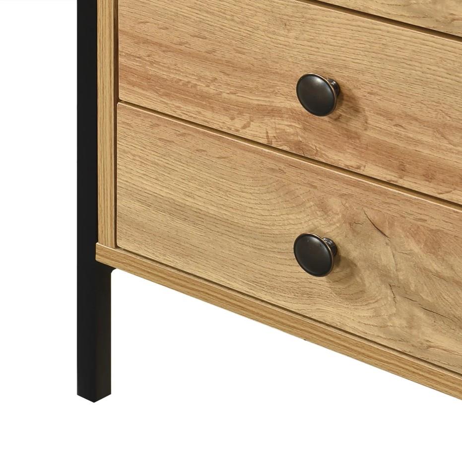 Alva 3 Drawer Bedside - Wotan Oak