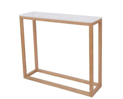 Hubie Console Table Oak-White Marble Top