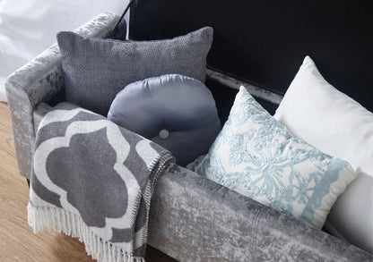 Vanessa Ottoman Bench-Grey Crushed Velvet