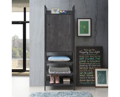 Zulu 4 Piece Bedroom Furniture Set Open Wardrobes-Black