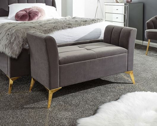 Phoebe Ottoman Storage Bench-Grey