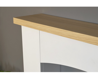 Hugo Fireplace Suite 39inch- White/Grey With Electric Stove - Black 