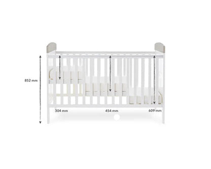 Elephants Grey Cot Bed + Fibre Mattress