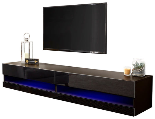 Graze LED 150cm Wall TV Unit-Black