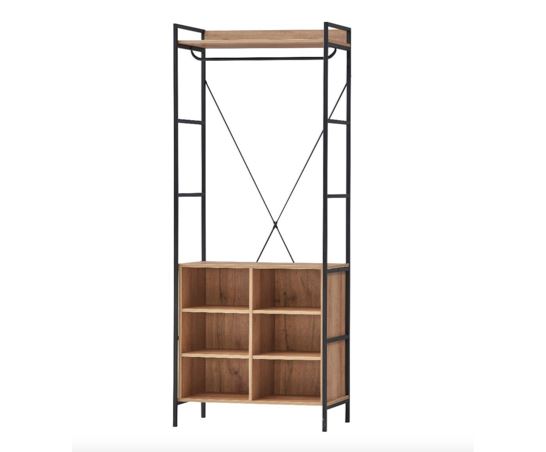 Cohen Open Wardrobe with 4 Shelves- Riveria Oak