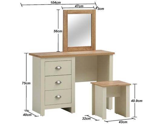 Lincoln Dressing Table 3 Drawer