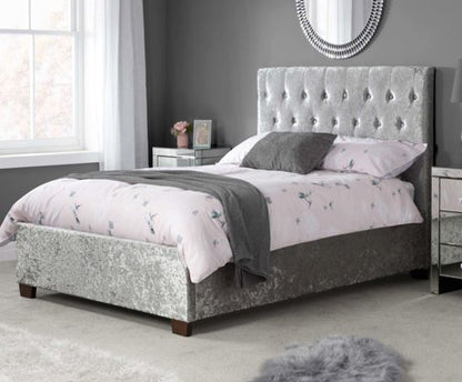 Cologne King Bed- Steel Crushed Velvet
