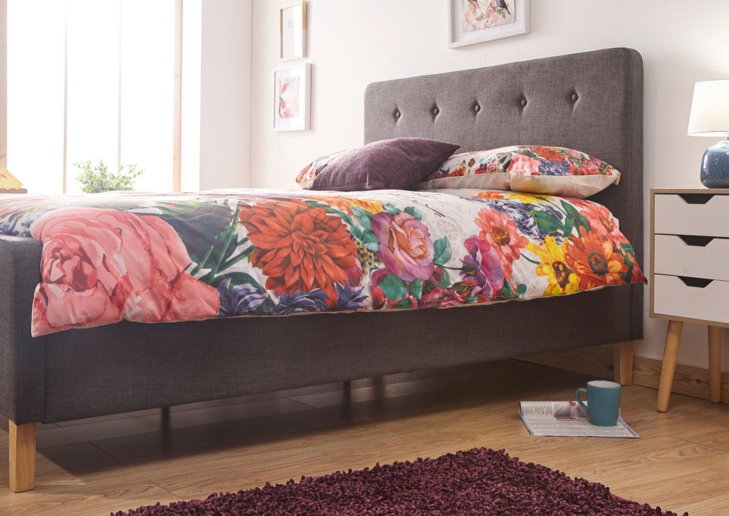 Ashbourne King Size Ottoman-Dark Grey