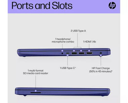 HP Stream 14" Intel Laptop 128GB Blue with HP DeskJet Wireless Printer & Protective Case