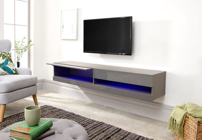 Graze LED 180cm Wall TV Unit-Grey